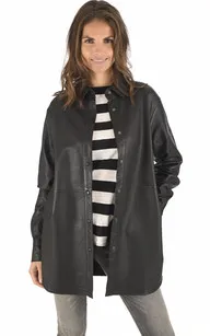 Chemise longue en cuir noir La Canadienne - La Canadienne - Hauts / Chemises Cuir Noir