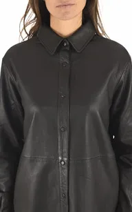 Chemise longue en cuir noir La Canadienne - La Canadienne - Hauts / Chemises Cuir Noir